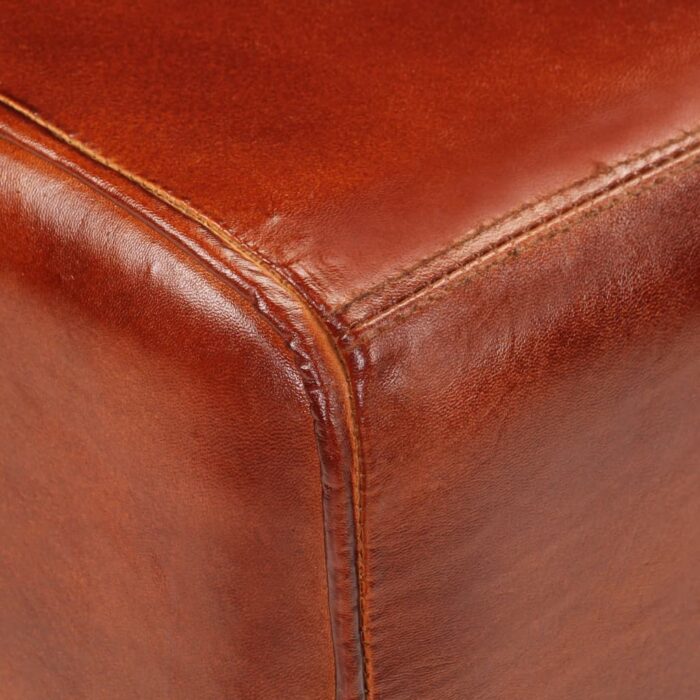 Banc de bok de gymnastique marron 110 cm cuir véritable et bois – Image 4