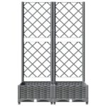 Jardinière avec treillis Gris clair 80x40x121,5 cm PP – Image 2