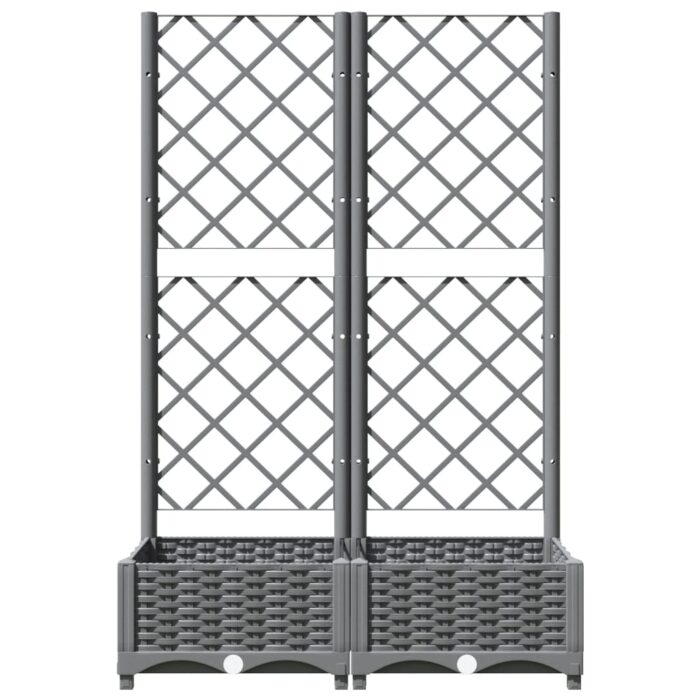 Jardinière avec treillis Gris clair 80x40x121,5 cm PP – Image 2