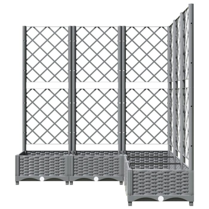 Jardinière avec treillis Gris clair 120x120x121,5 cm PP – Image 2