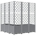 Jardinière avec treillis gris clair 120x120x136cm polypropylène – Image 4