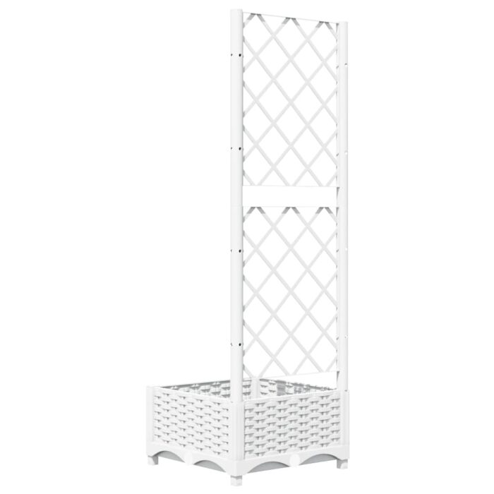 Jardinière avec treillis Blanc 40x40x121,5 cm PP – Image 4