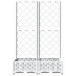 Jardinière avec treillis Blanc 80x40x121,5 cm PP – Image 2