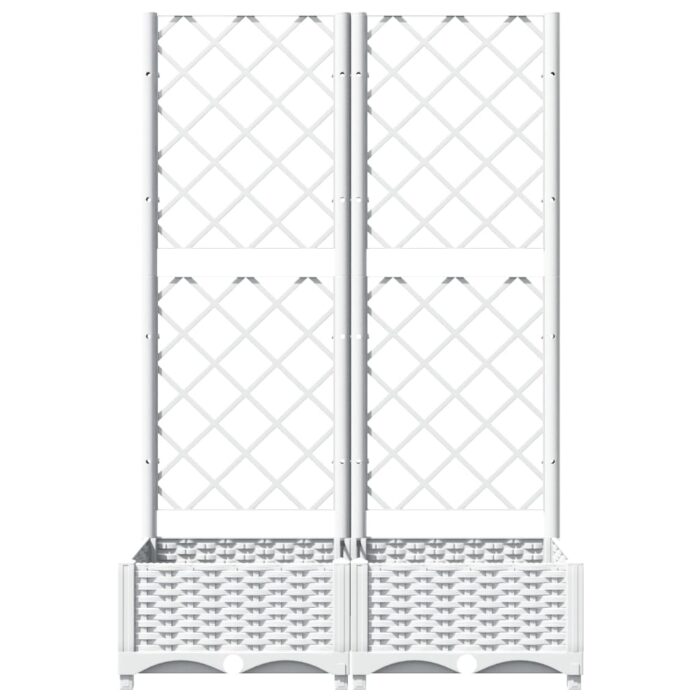 Jardinière avec treillis Blanc 80x40x121,5 cm PP – Image 2