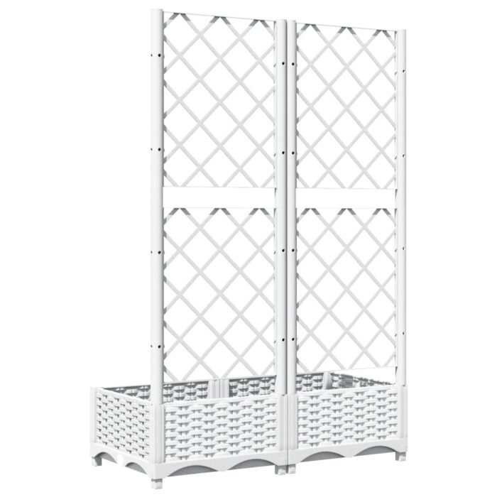 Jardinière avec treillis Blanc 80x40x121,5 cm PP – Image 4