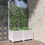 Jardinière avec treillis Blanc 80x40x136 cm PP