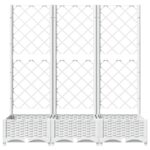 Jardinière avec treillis Blanc 120x40x121,5 cm PP – Image 2