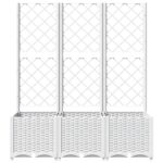 Jardinière avec treillis Blanc 120x40x136 cm PP – Image 2