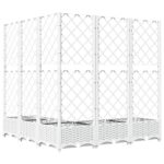 Jardinière avec treillis Blanc 120x120x121,5 cm PP – Image 4