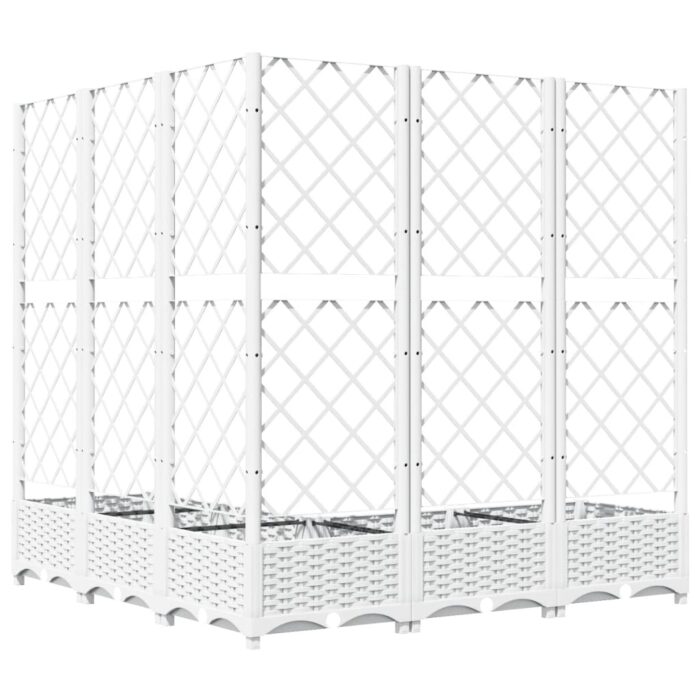 Jardinière avec treillis Blanc 120x120x121,5 cm PP – Image 4