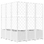 Jardinière avec treillis Blanc 120x120x136 cm PP – Image 4