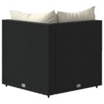 Canapés d'angle de jardin et coussins 2pcs Noir Résine tressée – Image 4