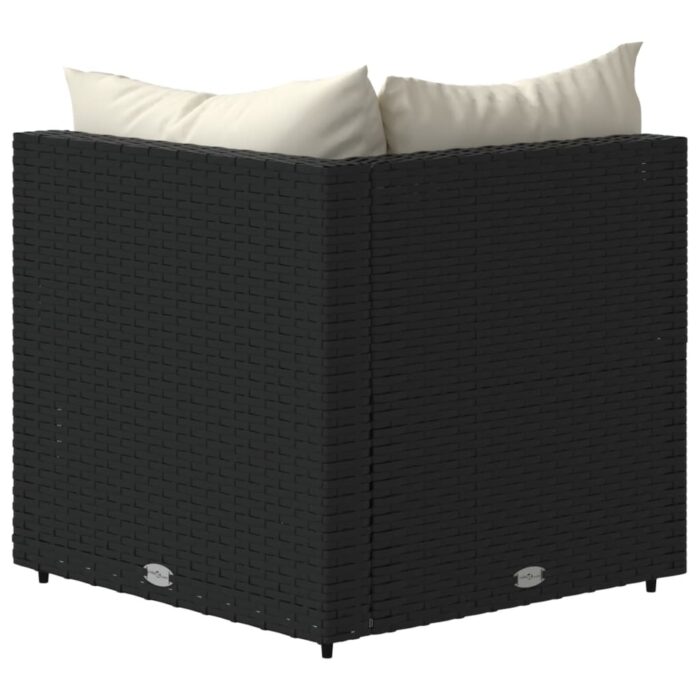 Canapés d'angle de jardin et coussins 2pcs Noir Résine tressée – Image 4