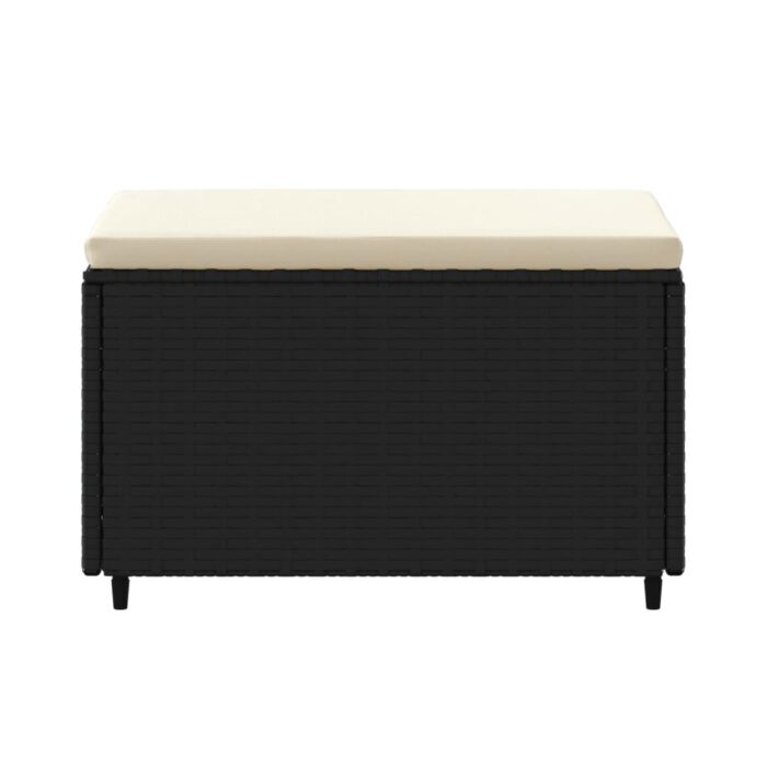 Repose-pied de jardin avec coussin noir résine tressée – Image 2