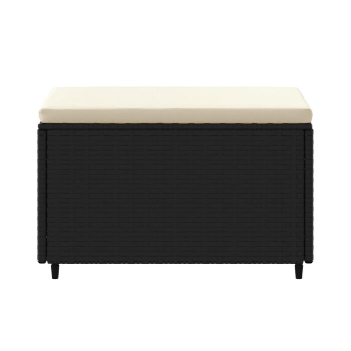 Repose-pieds de jardin et coussins lot de 2 noir résine tressée – Image 2