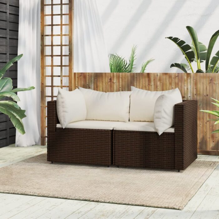 VXL8720845672461_m_en_hd_1.jpg Canapés d'angle de jardin et coussins2pcs marron résine tressée – Image 1