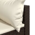 Salon de jardin 3 pcs avec coussins marron résine tressée – Image 4