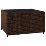 Salon de jardin 3 pcs avec coussins marron résine tressée – Image 5