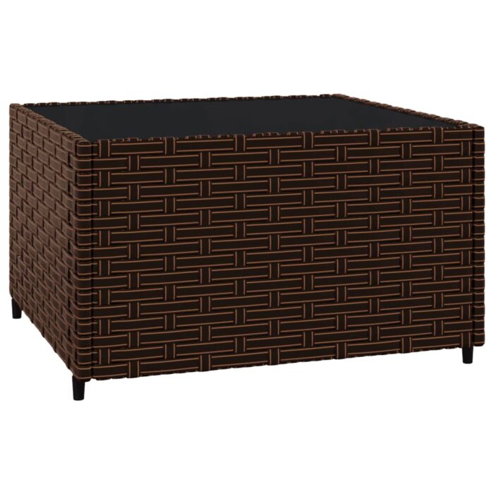 Salon de jardin 3 pcs avec coussins marron résine tressée – Image 5
