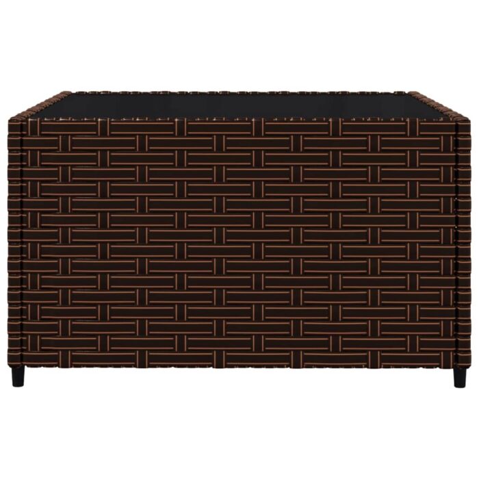 Salon de jardin 3 pcs avec coussins marron résine tressée – Image 6