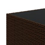 Salon de jardin 3 pcs avec coussins marron résine tressée – Image 7