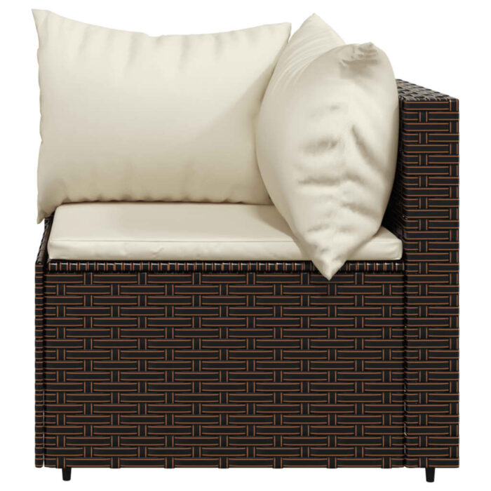 Salon de jardin 4 pcs avec coussins Marron Résine tressée – Image 3