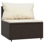 Salon de jardin 4 pcs avec coussins Marron Résine tressée – Image 4