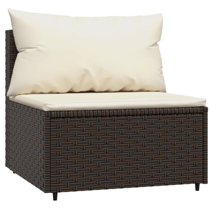 Salon de jardin 4 pcs avec coussins Marron Résine tressée – Image 4