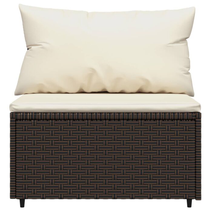 Salon de jardin 4 pcs avec coussins Marron Résine tressée – Image 5