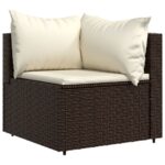 Salon de jardin 4 pcs avec coussins Marron Résine tressée – Image 2