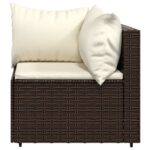 Salon de jardin 4 pcs avec coussins Marron Résine tressée – Image 3