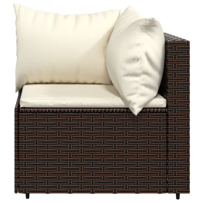 Salon de jardin 4 pcs avec coussins Marron Résine tressée – Image 3