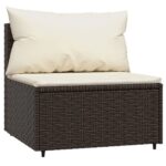 Salon de jardin 4 pcs avec coussins Marron Résine tressée – Image 4