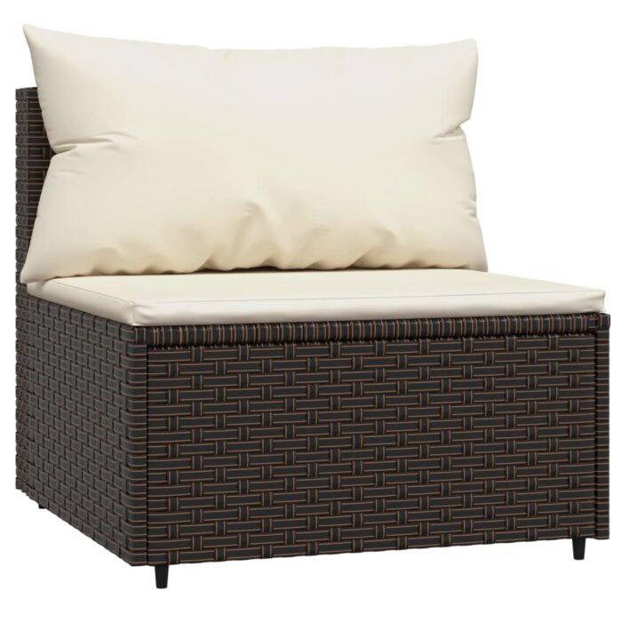 Salon de jardin 4 pcs avec coussins Marron Résine tressée – Image 4