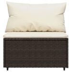 Salon de jardin 4 pcs avec coussins Marron Résine tressée – Image 5
