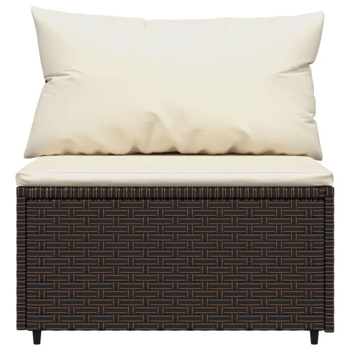 Salon de jardin 4 pcs avec coussins Marron Résine tressée – Image 5
