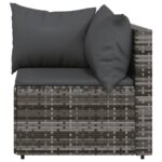 Salon de jardin 3 pcs avec coussins Gris Résine tressée – Image 3
