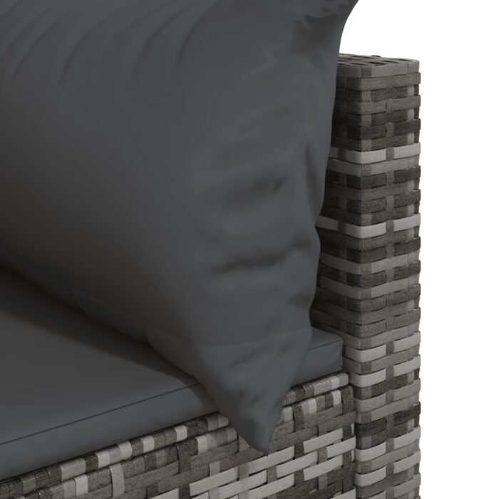 Salon de jardin 3 pcs avec coussins Gris Résine tressée – Image 4