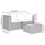Salon de jardin 3 pcs avec coussins Gris Résine tressée – Image 9
