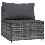 Salon de jardin 3 pcs avec coussins Gris Résine tressée – Image 4