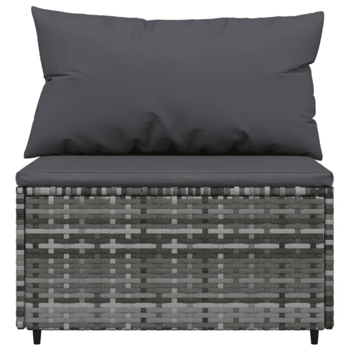 Salon de jardin 3 pcs avec coussins Gris Résine tressée – Image 5