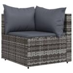 Salon de jardin 4 pcs avec coussins Gris Résine tressée – Image 2