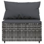 Salon de jardin 4 pcs avec coussins Gris Résine tressée – Image 5