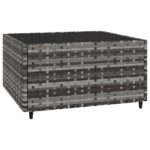 Salon de jardin 4 pcs avec coussins Gris Résine tressée – Image 6