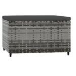 Repose-pieds de jardin et coussins lot de 2 gris résine tressée – Image 4