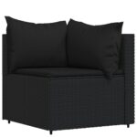 Salon de jardin 3 pcs avec coussins Noir Résine tressée – Image 2
