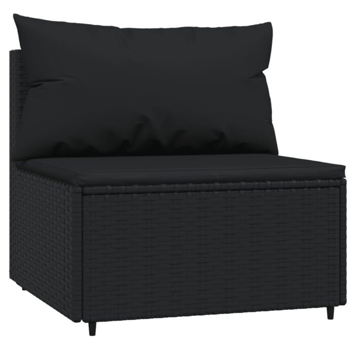 Salon de jardin 4 pcs avec coussins Noir Résine tressée – Image 4