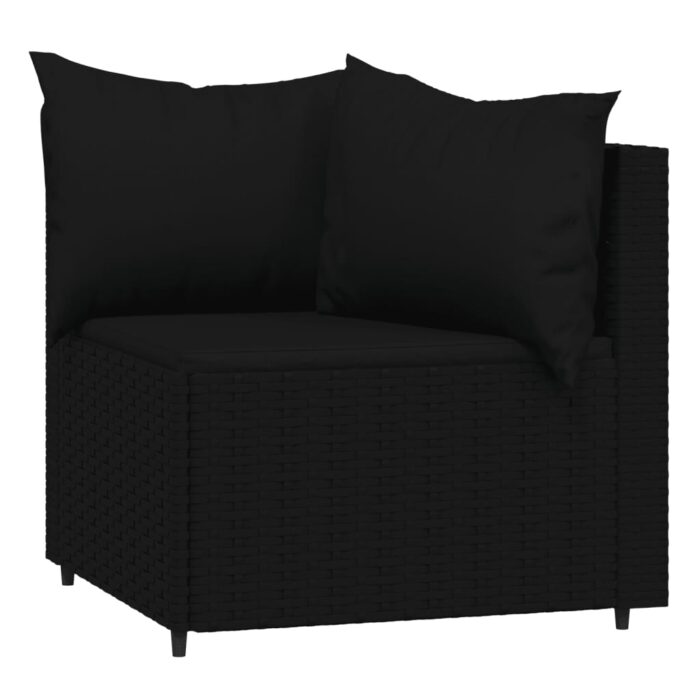 Canapés d'angle de jardin et coussins 2pcs Noir Résine tressée – Image 2