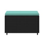 Repose-pied de jardin avec coussin noir résine tressée – Image 2