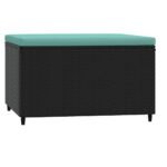 Repose-pied de jardin avec coussin noir résine tressée – Image 3